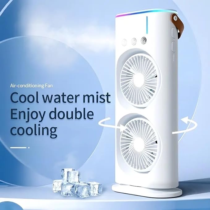 MistyFlow™ Dual Fan RGB Portable Air Cooler with Mist Humidifier
