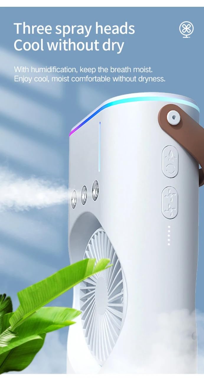 MistyFlow™ Dual Fan RGB Portable Air Cooler with Mist Humidifier