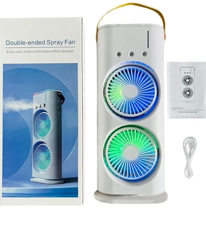 MistyFlow™ Dual Fan RGB Portable Air Cooler with Mist Humidifier